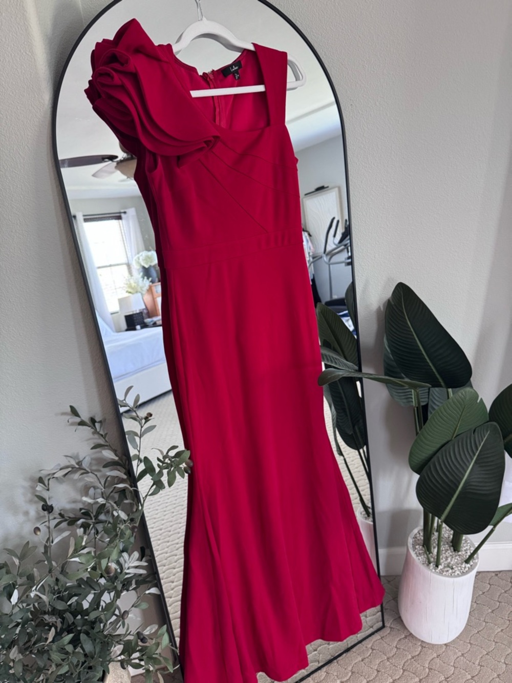 Lulu's Fuchsia One-Shoulder Ruffle Gown